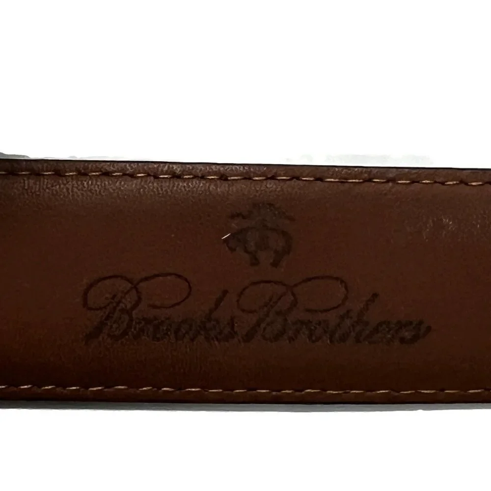 Brooks Brothers Italian  Leather Belt Dark Brown Cognac‎ Brass Buckle Mens 42